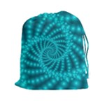 Glossy Pastel Blue Beaded Spiral Fractal Drawstring Pouch (XXL)