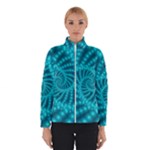 Glossy Pastel Blue Beaded Spiral Fractal Winter Jacket