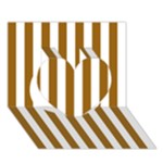 Vertical Stripes - White and Golden Brown Heart 3D Greeting Card (7x5)