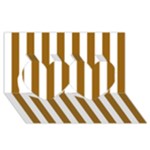 Vertical Stripes - White and Golden Brown Twin Hearts 3D Greeting Card (8x4)