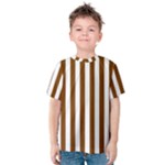 Vertical Stripes - White and Chocolate Brown Kid s Cotton Tee