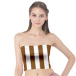 Vertical Stripes - White and Chocolate Brown Tube Top