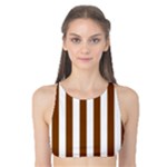 Vertical Stripes - White and Chocolate Brown Tank Bikini Top