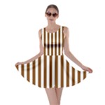 Vertical Stripes - White and Chocolate Brown Skater Dress