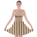 Vertical Stripes - White and Chocolate Brown Strapless Bra Top Dress