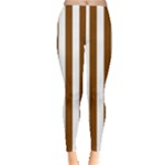 Vertical Stripes - White and Chocolate Brown Women s Leggings