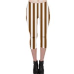 Vertical Stripes - White and Chocolate Brown Capri Leggings