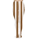 Vertical Stripes - White and Chocolate Brown Women s Tights