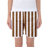 Vertical Stripes - White and Chocolate Brown Women s Basketball Shorts