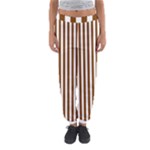 Vertical Stripes - White and Chocolate Brown Women s Jogger Sweatpants