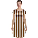 Vertical Stripes - White and Chocolate Brown Cap Sleeve Nightdress