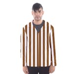 Vertical Stripes - White and Chocolate Brown Hooded Wind Breaker (Men)