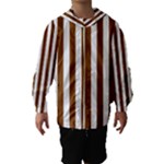 Vertical Stripes - White and Chocolate Brown Hooded Wind Breaker (Kids)