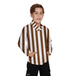 Vertical Stripes - White and Chocolate Brown Wind Breaker (Kids)