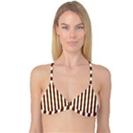 Vertical Stripes - White and Chocolate Brown Reversible Tri Bikini Top