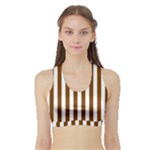 Vertical Stripes - White and Chocolate Brown Women s Sports Bra with Border