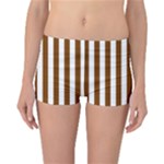 Vertical Stripes - White and Chocolate Brown Reversible Boyleg Bikini Bottoms