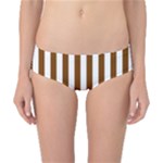 Vertical Stripes - White and Chocolate Brown Classic Bikini Bottoms