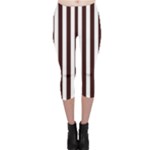 Vertical Stripes - White and Dark Sienna Brown Capri Leggings