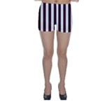 Vertical Stripes - White and Dark Sienna Brown Skinny Shorts