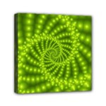 Glossy Lime Green Beaded Spiral Fractal Mini Canvas 6  x 6  (Stretched)