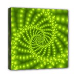 Glossy Lime Green Beaded Spiral Fractal Mini Canvas 8  x 8  (Stretched)