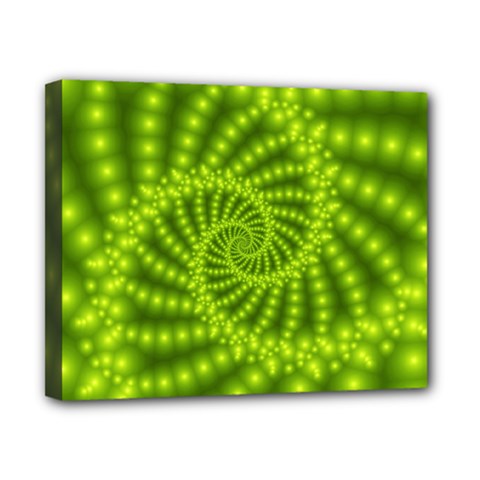 Glossy Lime Green Beaded Spiral Fractal Canvas 10  x 8  (Stretched) from ArtsNow.com