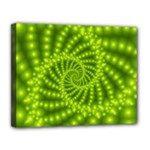 Glossy Lime Green Beaded Spiral Fractal Canvas 14  x 11  (Stretched)