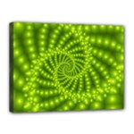 Glossy Lime Green Beaded Spiral Fractal Canvas 16  x 12  (Stretched)