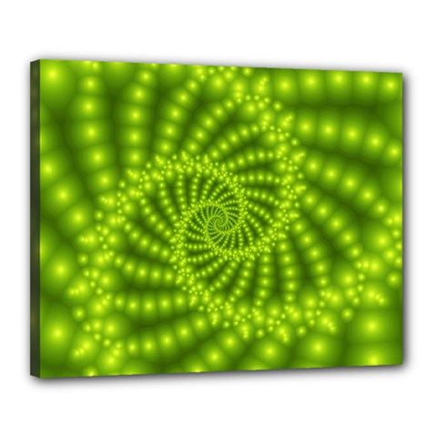 Glossy Lime Green Beaded Spiral Fractal Canvas 20  x 16  (Stretched) from ArtsNow.com