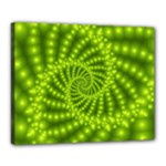 Glossy Lime Green Beaded Spiral Fractal Canvas 20  x 16  (Stretched)