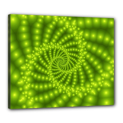 Glossy Lime Green Beaded Spiral Fractal Canvas 24  x 20  (Stretched) from ArtsNow.com