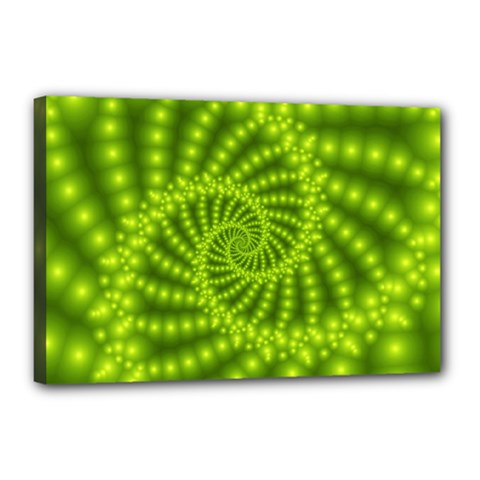 Glossy Lime Green Beaded Spiral Fractal Canvas 18  x 12  (Stretched) from ArtsNow.com