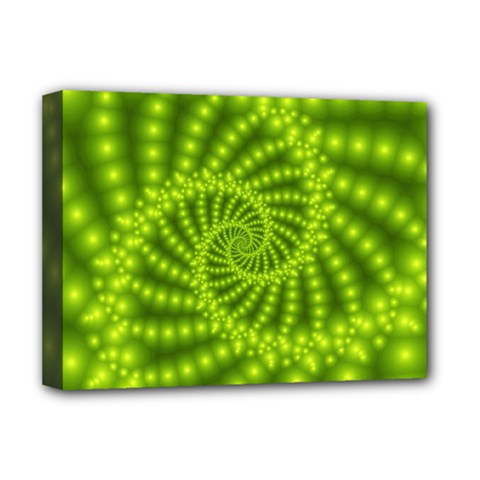 Glossy Lime Green Beaded Spiral Fractal Deluxe Canvas 16  x 12  (Stretched)  from ArtsNow.com