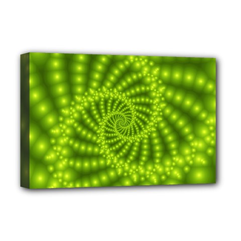 Glossy Lime Green Beaded Spiral Fractal Deluxe Canvas 18  x 12  (Stretched) from ArtsNow.com