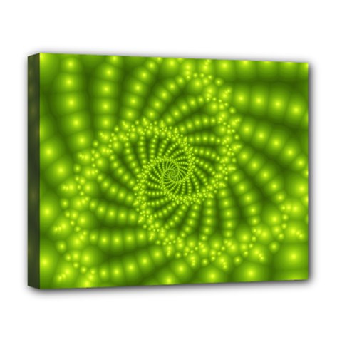 Glossy Lime Green Beaded Spiral Fractal Deluxe Canvas 20  x 16  (Stretched) from ArtsNow.com