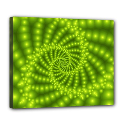 Glossy Lime Green Beaded Spiral Fractal Deluxe Canvas 24  x 20  (Stretched) from ArtsNow.com