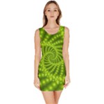 Glossy Lime Green Beaded Spiral Fractal Bodycon Dress