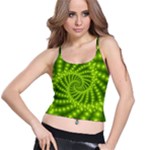 Glossy Lime Green Beaded Spiral Fractal Spaghetti Strap Bra Top