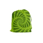 Glossy Lime Green Beaded Spiral Fractal Drawstring Pouch (Medium)