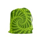 Glossy Lime Green Beaded Spiral Fractal Drawstring Pouch (Large)