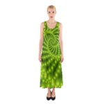 Glossy Lime Green Beaded Spiral Fractal Sleeveless Maxi Dress