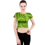 Glossy Lime Green Beaded Spiral Fractal Crew Neck Crop Top