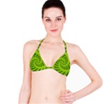 Glossy Lime Green Beaded Spiral Fractal Bikini Top