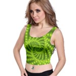 Glossy Lime Green Beaded Spiral Fractal Crop Top