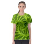 Glossy Lime Green Beaded Spiral Fractal Women s Sport Mesh Tee