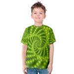 Glossy Lime Green Beaded Spiral Fractal Kid s Cotton Tee