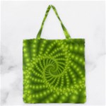 Glossy Lime Green Beaded Spiral Fractal Grocery Tote Bag