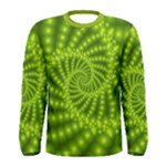 Glossy Lime Green Beaded Spiral Fractal Men s Long Sleeve Tee