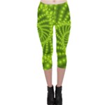 Glossy Lime Green Beaded Spiral Fractal Capri Leggings 